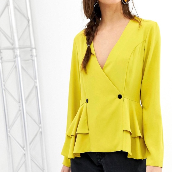 ASOS DESIGN Neon Tux Top With Button Detail - Picture 2 of 8
